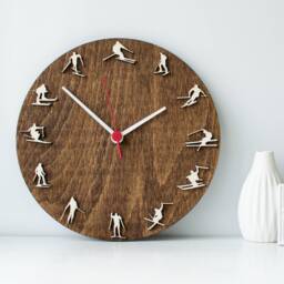 Ski Wood Clock Decor Skier Wall Art Gift For Extreme Sports Lovers Lover Gift Downhill Skiing - thumbnail 2