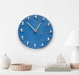 Ski Clock, Nordic Alpine Wall Decor, Skier Gift For Dad Or Boyfriend