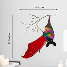 Gothic Stained Glass Bat On Branch Wall Decor Stained Fruit Hanging Witch Home Halloween Decoration Gift For Him - thumbnail 3
