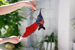 Gothic Stained Glass Bat On Branch Wall Decor Stained Fruit Hanging Witch Home Halloween Decoration Gift For Him - thumbnail 1
