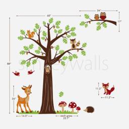 Nursery Wall Decal, Woodland Decal Forest Animals Bambi Deer Owls Squirrels Raccoon Baby Kids Room Art Decor - thumbnail 4
