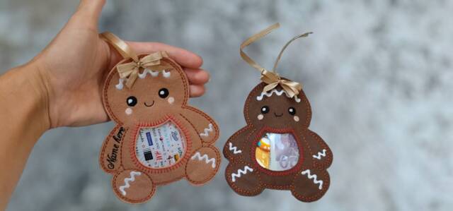 Personalised Gingerbread Man Treat Bag, Christmas Money Holder, Stocking Filler - image 1
