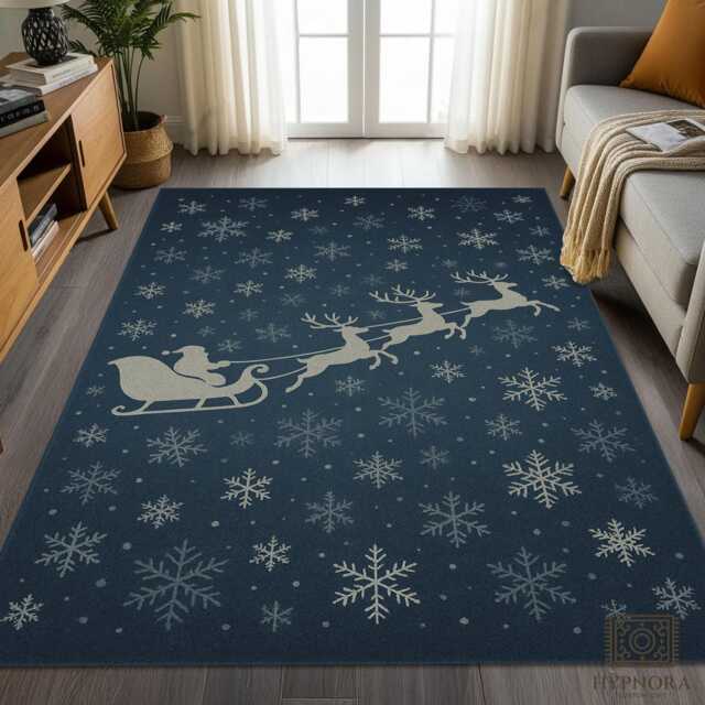 Santa Sleigh Christmas Rug Non-Slip Holiday Indoor/Outdoor Mat - image 1