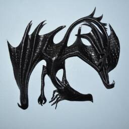 Leather Dragon Wall Hanging - 9 Inch Wingspan Black Aurora - thumbnail 2