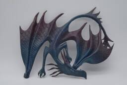 Leather Dragon Wall Hanging - 9 Inch Wingspan Black Aurora - thumbnail 1