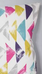 Geometric Cushion Cover Handmade By Vivid Shades, 40cm To 50cm Square Sizes, Yellow Turquoise Grey Pink Zipped Pillow Cover, Vivid Shades - thumbnail 3