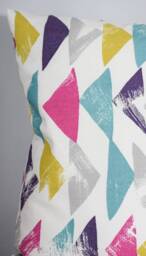 Geometric Cushion Cover Handmade By Vivid Shades, 40cm To 50cm Square Sizes, Yellow Turquoise Grey Pink Zipped Pillow Cover, Vivid Shades - thumbnail 2
