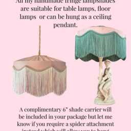 Handmade Navy Velvet Fringe Lampshade, Art Deco Table Lamp - thumbnail 4