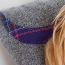 Handmade Highland Cow Cushion Lambswool, Faux Fur, Tartan - thumbnail 2