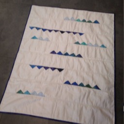 Soft Baby Quilt, White Baby Blanket, Handmade Blankets, Satin Wall Hanging, Modern Quilt - thumbnail 3