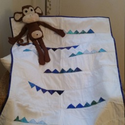 Soft Baby Quilt, White Baby Blanket, Handmade Blankets, Satin Wall Hanging, Modern Quilt - thumbnail 2