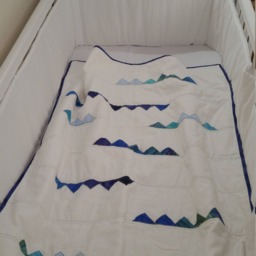 Soft Baby Quilt, White Baby Blanket, Handmade Blankets, Satin Wall Hanging, Modern Quilt - thumbnail 4