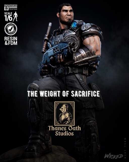 The Weight Of Sacrifice - Soldier Statue Gaming War Torn Hero Dominic Santiago Resin Figure 16K - image 1