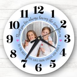 Nanny Thank You Photo Gift Blue Custom Personalised Clock - thumbnail 1