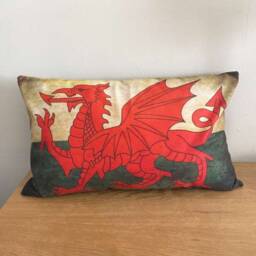 Aged Welsh Dragon Cushion, Flag Wales