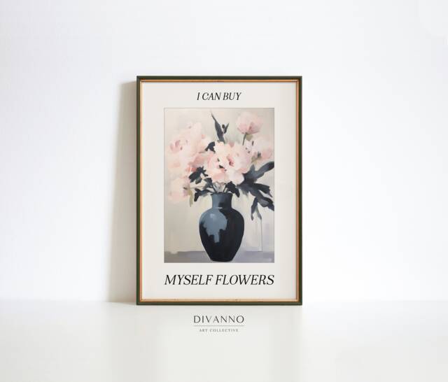Botanical Self-Love Wall Decor, Pink Floral Painting Art Print - image 1