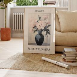 Botanical Self-Love Wall Decor, Pink Floral Painting Art Print - thumbnail 3