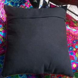 Hmong Cushion Cover, Boho Cushion, Bohemian Decor, Embroidered Blue Colourful Throw Pillow, Bright - thumbnail 4