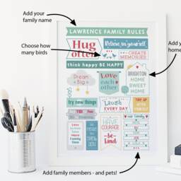 Family Rules Print - House Rules Print Family Picture Kitchen Household Gift Housewarming - thumbnail 2