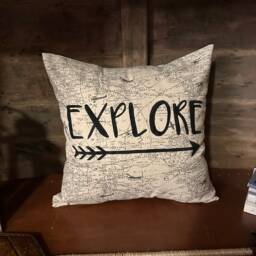 Explore Arrow Pillow Hand-Painted Cabin Decor - thumbnail 2