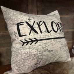 Explore Arrow Pillow Hand-Painted Cabin Decor - thumbnail 3