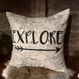 Explore Arrow Pillow Hand-Painted Cabin Decor - thumbnail 4