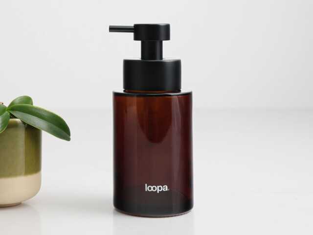 250Ml Amber Glass Soap Dispenser - Refillable Brown Bottle Eco Reusable Pump Sustainable Bathroom Plastic Free Design - image 1
