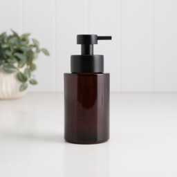 250Ml Amber Glass Soap Dispenser - Refillable Brown Bottle Eco Reusable Pump Sustainable Bathroom Plastic Free Design