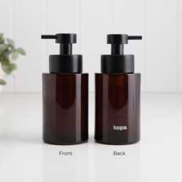 250Ml Amber Glass Soap Dispenser - Refillable Brown Bottle Eco Reusable Pump Sustainable Bathroom Plastic Free Design - thumbnail 2