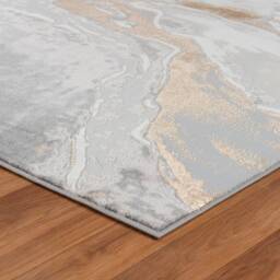 Beige Silver Cloud Shimmer Sheen Effect Modern Rug Silky Soft Chic Design Area Mat - thumbnail 4