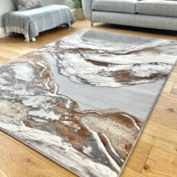 Beige Silver Cloud Shimmer Sheen Effect Modern Rug Silky Soft Chic Design Area Mat - thumbnail 2