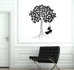 Tree Vinyl Wall Decal Branch Romantic Teen Girl Bedroom Decor Room Decoration Art Stickers - #2097Di - thumbnail 1
