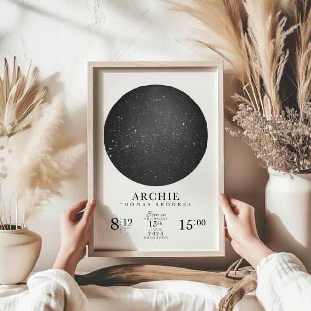Personalised Star Map Print Baby Birth Details, Night Sky Gift - image 1