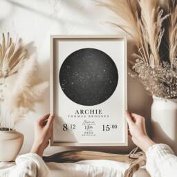 Personalised Star Map Print Baby Birth Details, Night Sky Gift - thumbnail 1