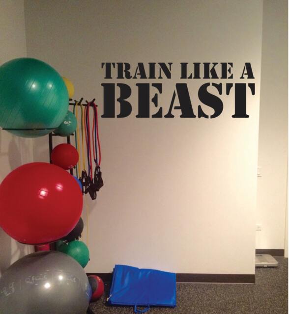 Fitness Quote, Train Like A Beast, Typography Wall Decal - image 1