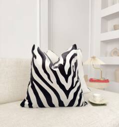 Velvet Zebra Cushion Cover Scatter Throw Pillow For Home Decor Black & White Covers - All Sizes - thumbnail 1