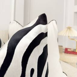 Velvet Zebra Cushion Cover Scatter Throw Pillow For Home Decor Black & White Covers - All Sizes - thumbnail 3