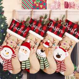 Personalized Embroidered Christmas Stocking 3D Stockings Family Holiday With Name, Santa, Elk, Snowman, Polar Deer - thumbnail 2