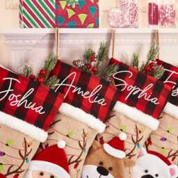 Personalized Embroidered Christmas Stocking 3D Stockings Family Holiday With Name, Santa, Elk, Snowman, Polar Deer - thumbnail 3