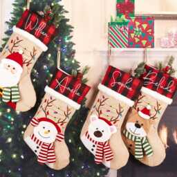 Personalized Embroidered Christmas Stocking 3D Stockings Family Holiday With Name, Santa, Elk, Snowman, Polar Deer - thumbnail 4