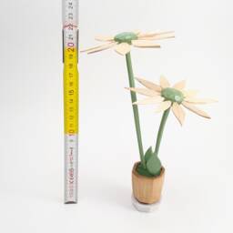 Hand Carved Linden Wood Flower Pot Sculpture - thumbnail 2
