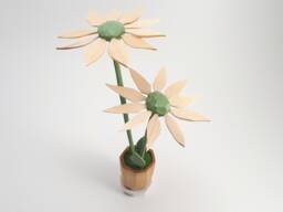 Hand Carved Linden Wood Flower Pot Sculpture