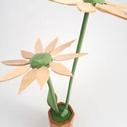 Hand Carved Linden Wood Flower Pot Sculpture - thumbnail 4