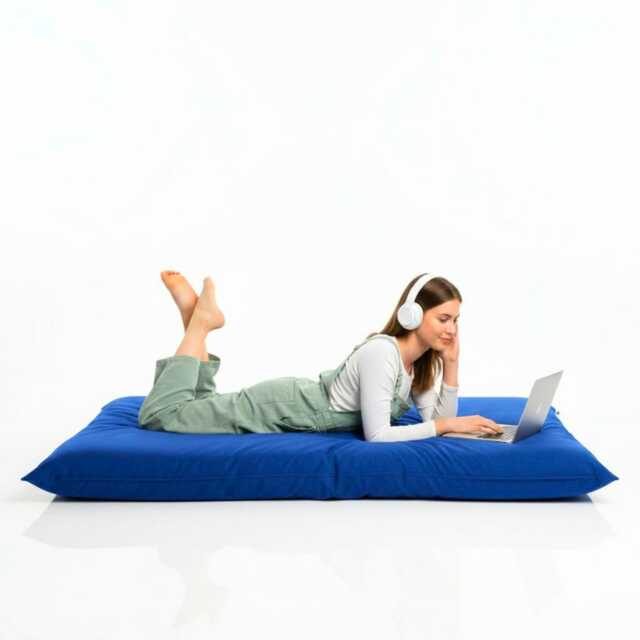 Royal Blue Beanbag Floor Cushion Water Resistant Polyester Pillow - image 1
