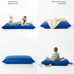 Royal Blue Beanbag Floor Cushion Water Resistant Polyester Pillow - thumbnail 3
