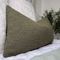 "Green Boucle Cushion Cover Durable Designer Fabric For Sofa Bed Decor - 12"" X 20" - thumbnail 2