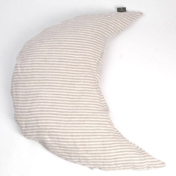 Half Moon Buckwheat Pillow Neck Support Sleep Ortopedic Buckwheat Grey Striped Linen Organic - thumbnail 2