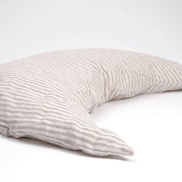 Half Moon Buckwheat Pillow Neck Support Sleep Ortopedic Buckwheat Grey Striped Linen Organic - thumbnail 3