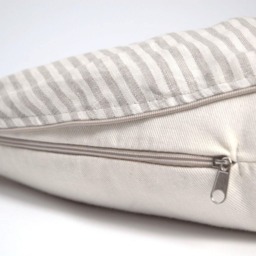 Half Moon Buckwheat Pillow Neck Support Sleep Ortopedic Buckwheat Grey Striped Linen Organic - thumbnail 4