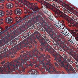 13 Ft Bokhara Runner Rug, Afghan Hand Knotted Veg Dyes Wool Turkmen Tribal Oriental Red Runner, Hallway Rug 3x13 - thumbnail 4